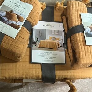 Threshold Mustard Double Cloth Quilt and 2 Standard Shams